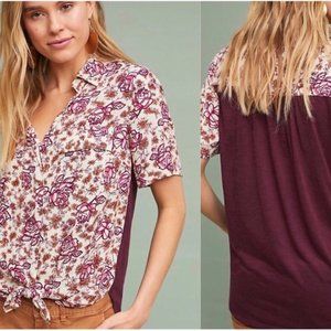 Porridge Bergen Floral Tie Front High Low Blouse M